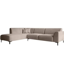 Moana - Hoekbank 4-zits met chaise longue - Ribstof bruin - Links