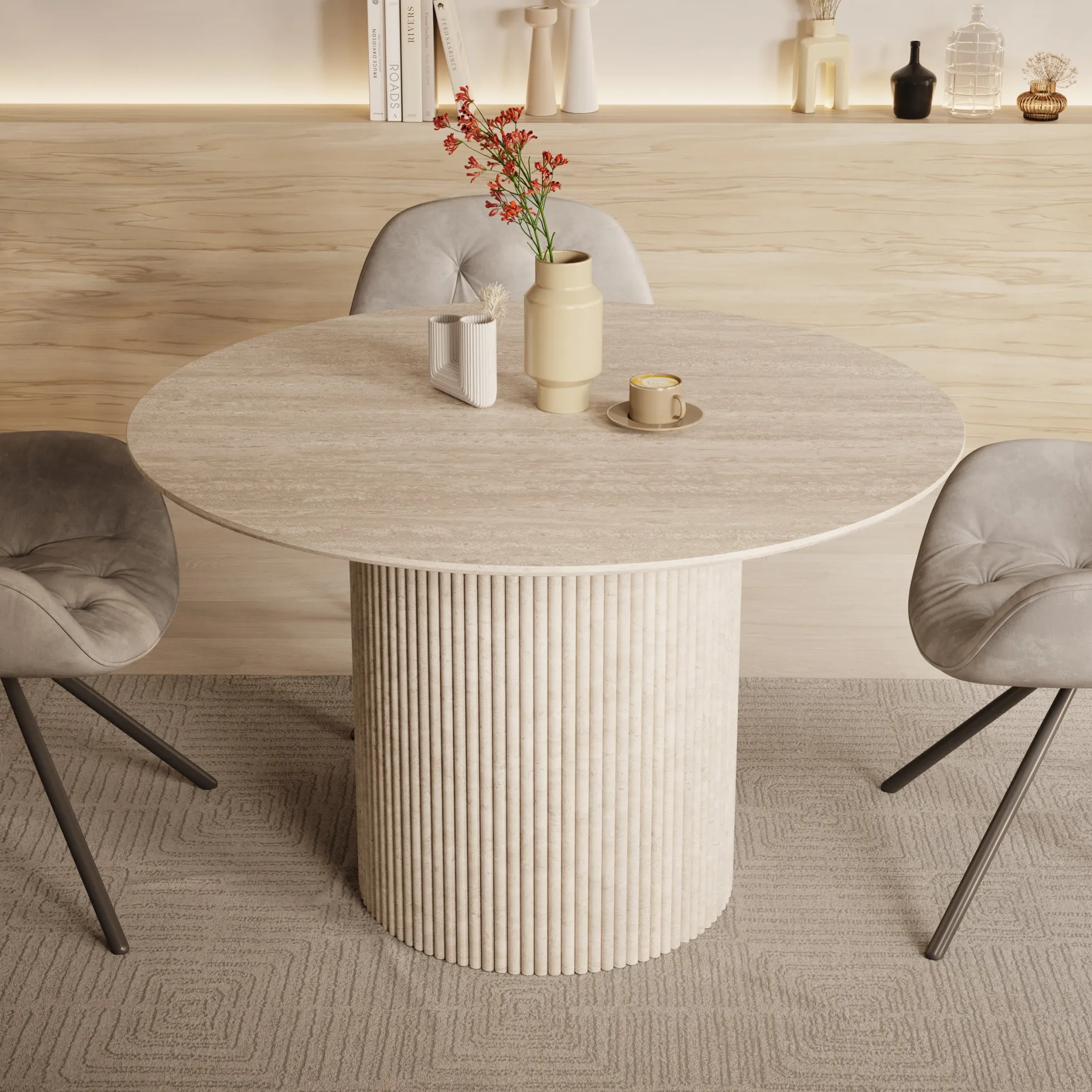 Modena - Eetkamertafel - Travertin - 120x120x76 cm