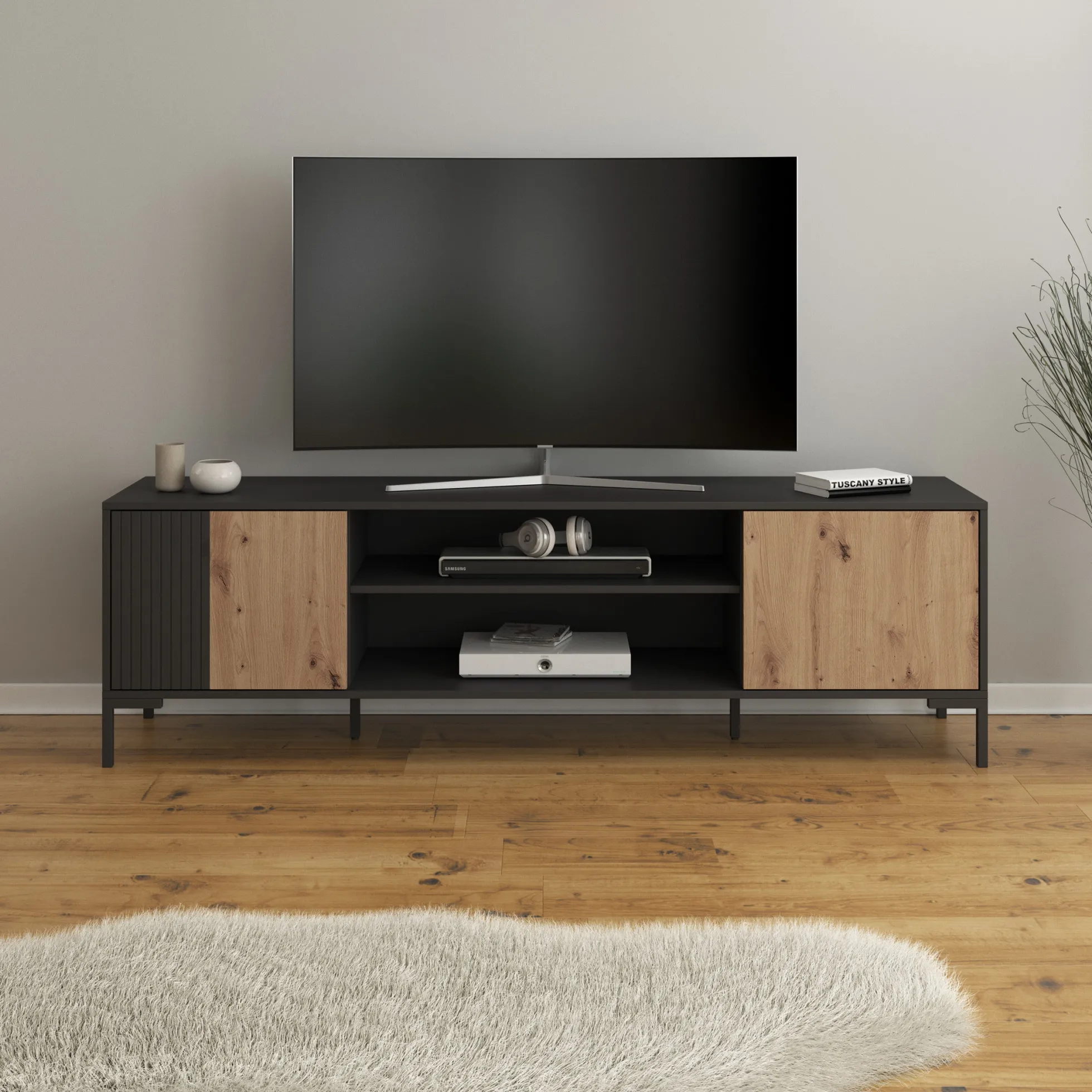 Molina - TV-Meubel - Zwart - 180 cm