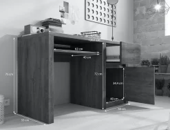 Monaco - Bureau - Eiken/grijs - 120x53 cm