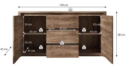 Monaco - Dressoir - Eiken - 140x43x80 cm