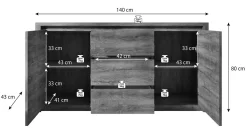 Monaco - Dressoir - Truffel eiken - 140x43x80 cm