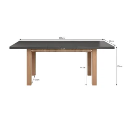 Monaco - Eetkamertafel - Eiken/Grijs - 160x90x79 cm