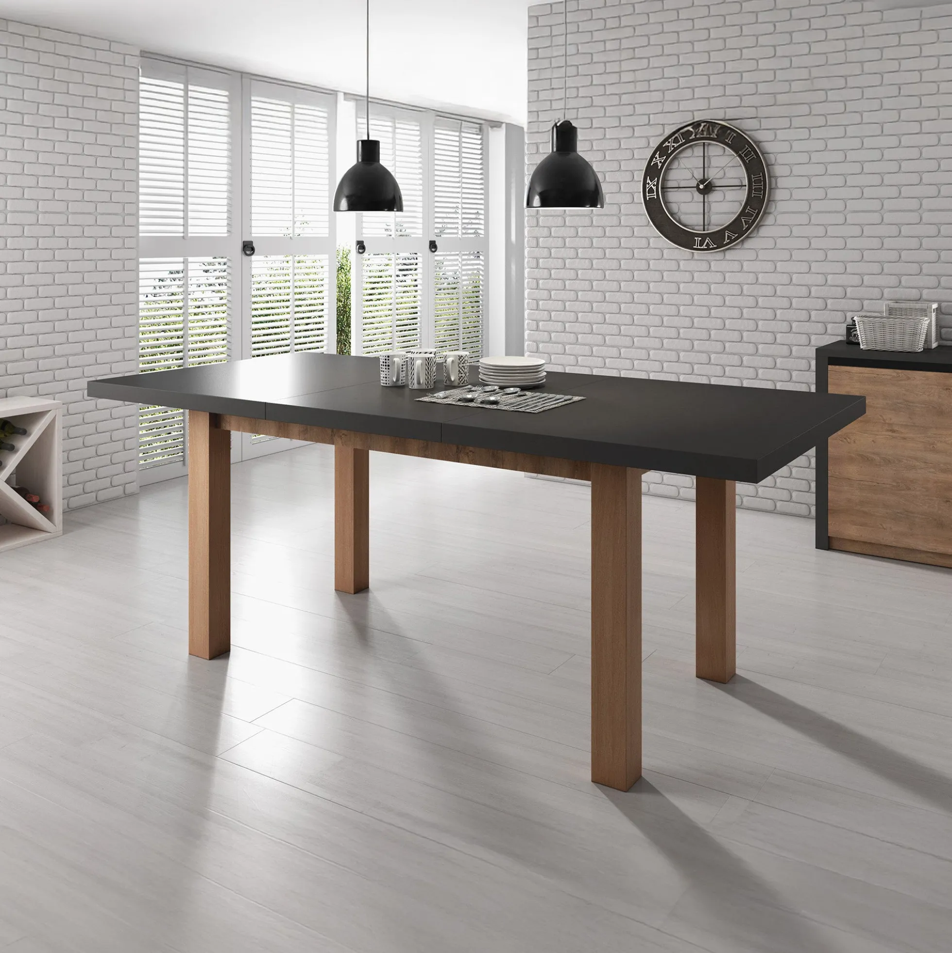 Monaco - Eetkamertafel - Eiken/Grijs - 160x90x79 cm