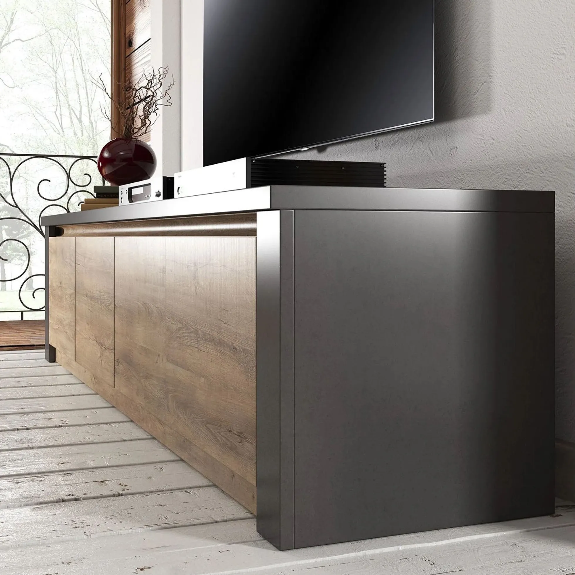 Monaco - TV-Meubel met 4 deuren - Eiken/grijs - 170 cm