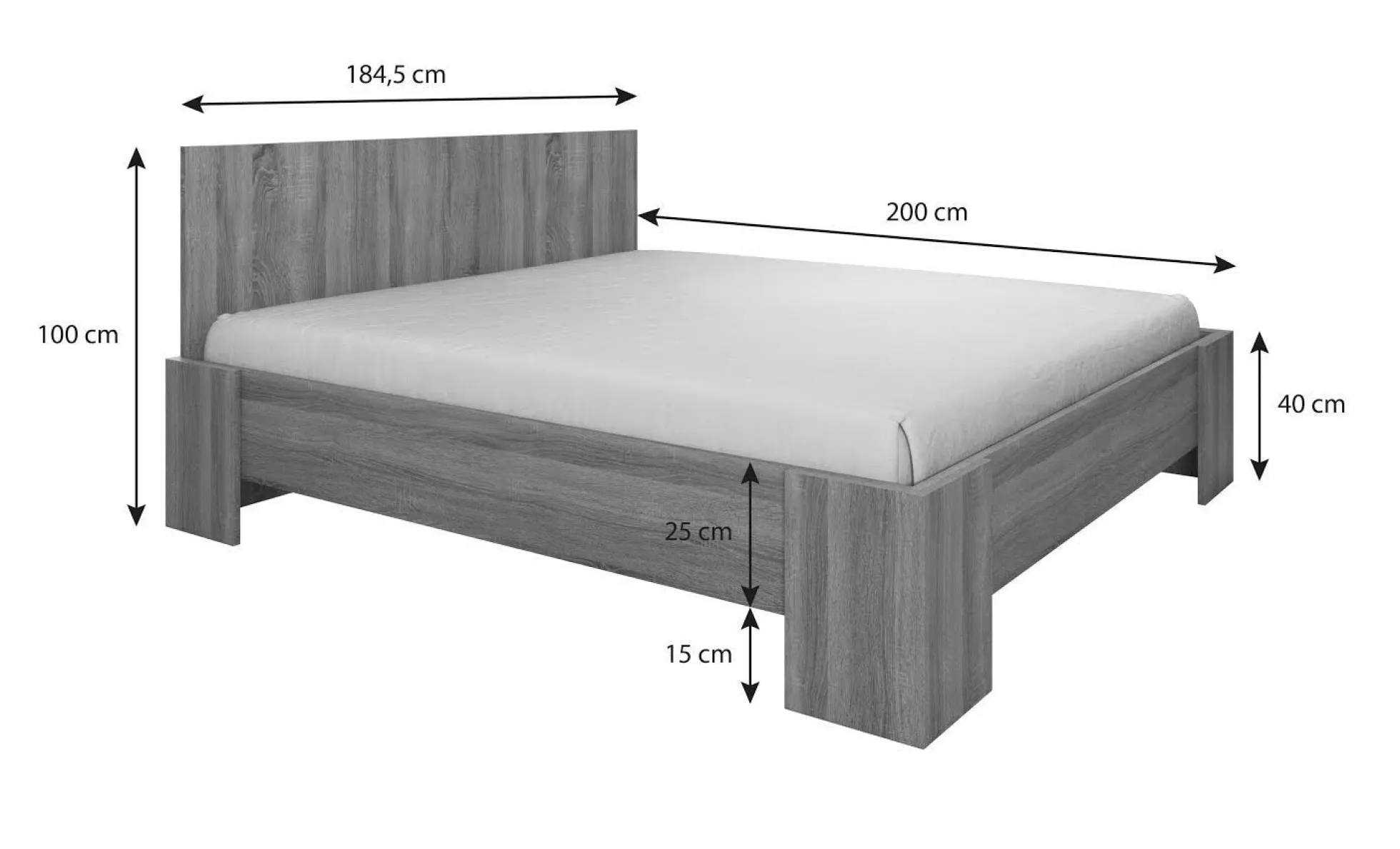 Monaco - Tweepersoonsbed - Eiken - 180x200 cm