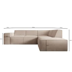 Monet - Hoekbank 4-zits met chaise longue - Stof beige - Rechts - 261x