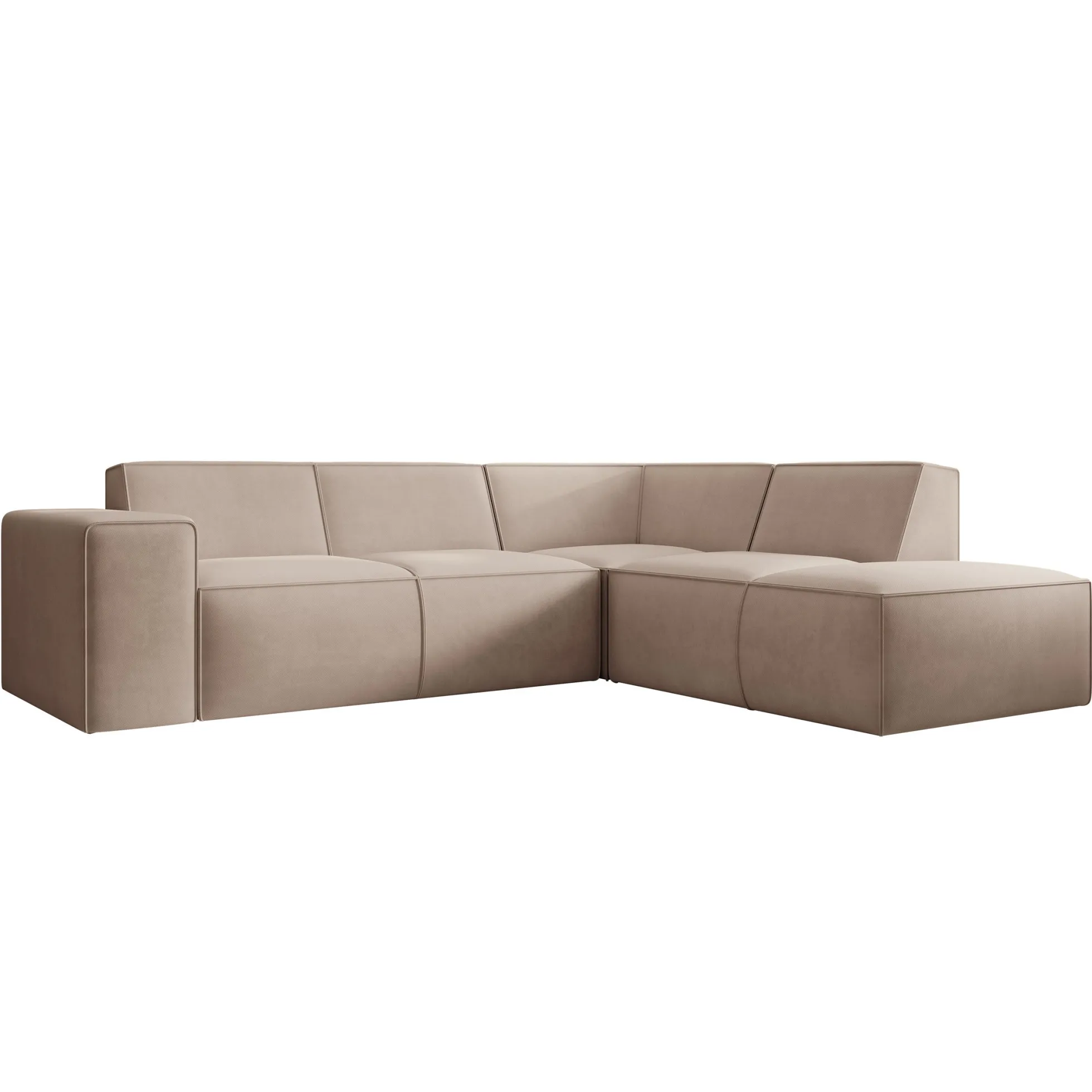 Monet - Hoekbank 4-zits met chaise longue - Stof beige - Rechts - 261x