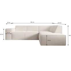 Monet - Hoekbank 4-zits met chaise longue - Teddystof beige - Rechts
