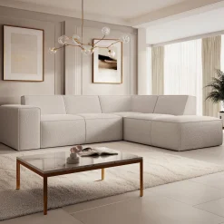 Monet - Hoekbank 4-zits met chaise longue - Teddystof beige - Rechts