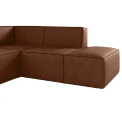 Monet - Hoekbank 4-zits met chaise longue - Kunstleer cognac - Rechts