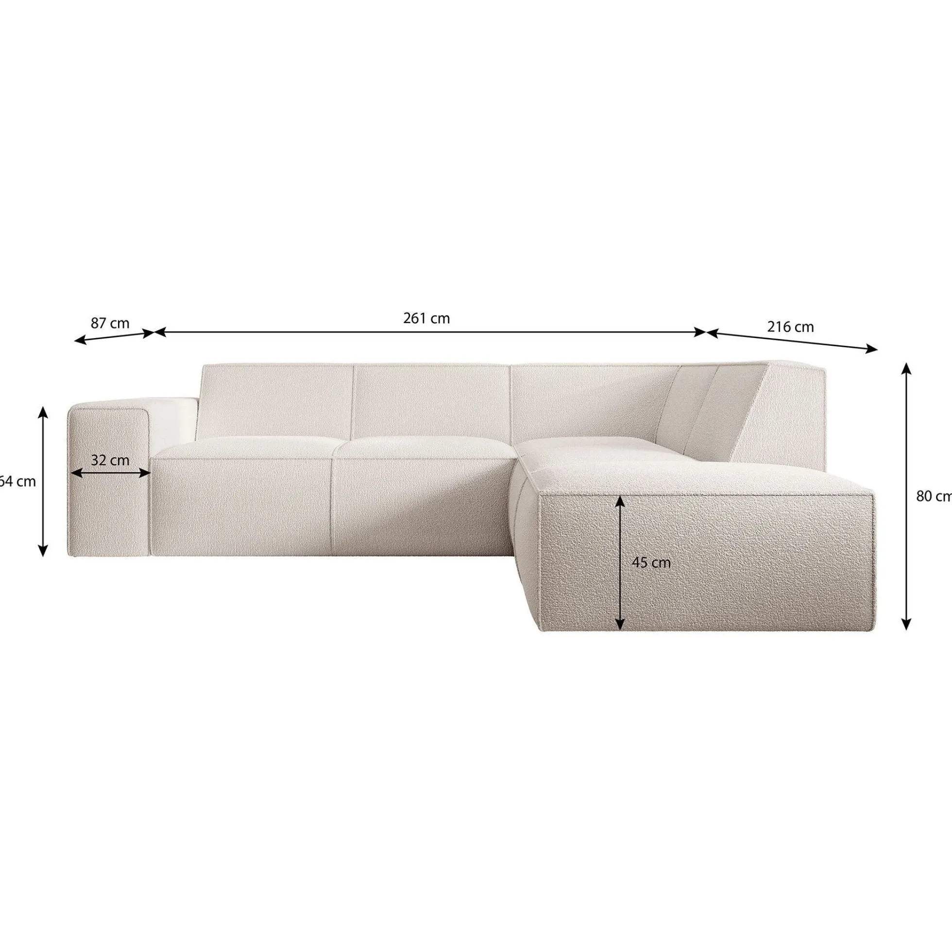 Monet - Hoekbank 4-zits met chaise longue - Kunstleer cognac - Rechts