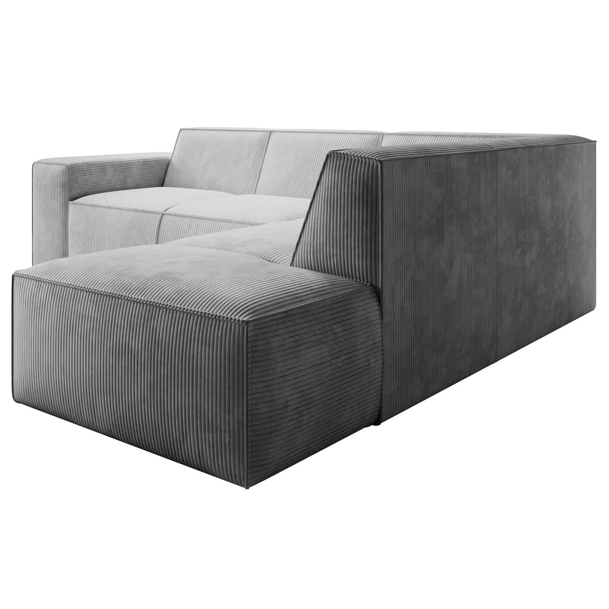 Monet - Hoekbank 4-zits met chaise longue - Ribstof grijs - Rechts