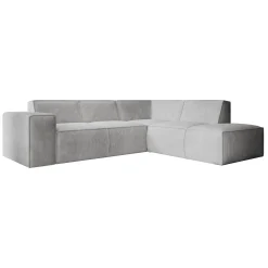 Monet - Hoekbank 4-zits met chaise longue - Ribstof grijs - Rechts