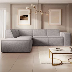 Monet - Hoekbank 4-zits met chaise longue - Kunstleer beige - Links