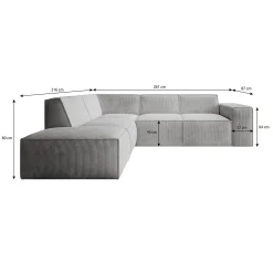 Monet - Hoekbank 4-zits met chaise longue - Ribstof beige - Links