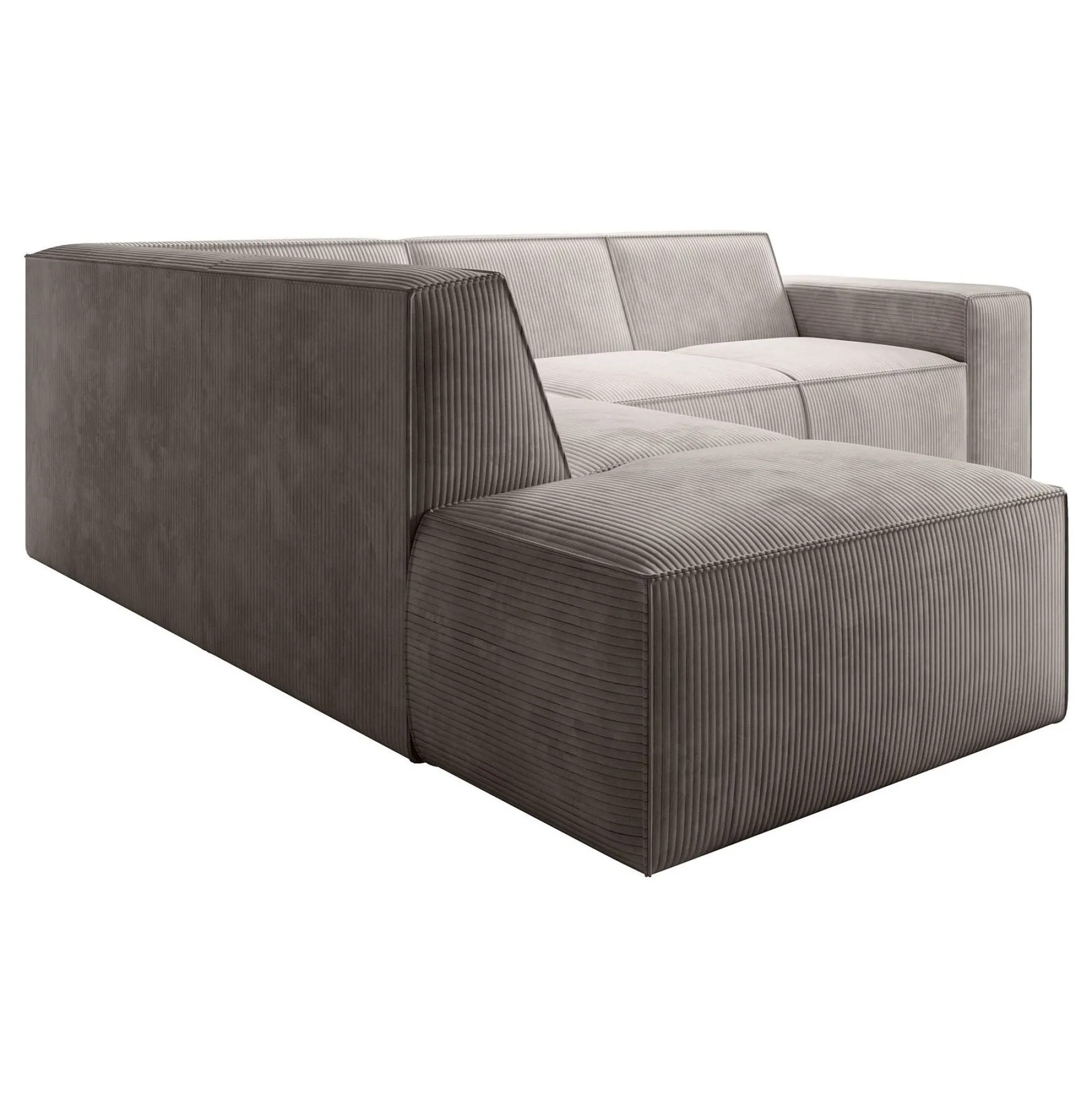 Monet - Hoekbank 4-zits met chaise longue - Ribstof beige - Links