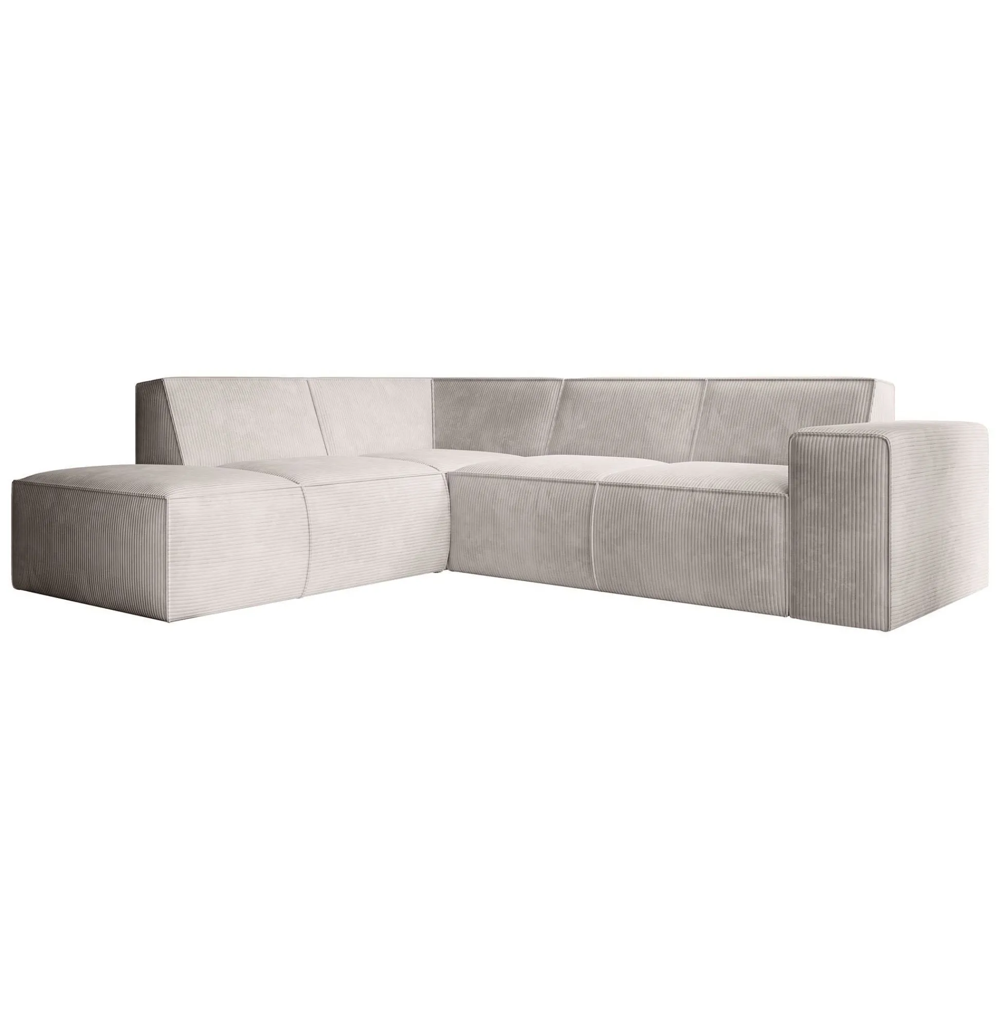 Monet - Hoekbank 4-zits met chaise longue - Ribstof beige - Links