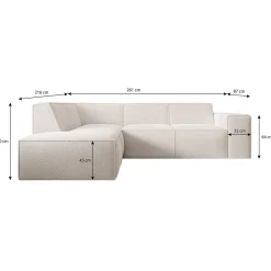 Monet - Hoekbank 4-zits met chaise longue - Kunstleer zwart - Links