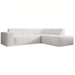 Monet - Hoekbank 4-zits met chaise longue - Teddystof wit - Rechts