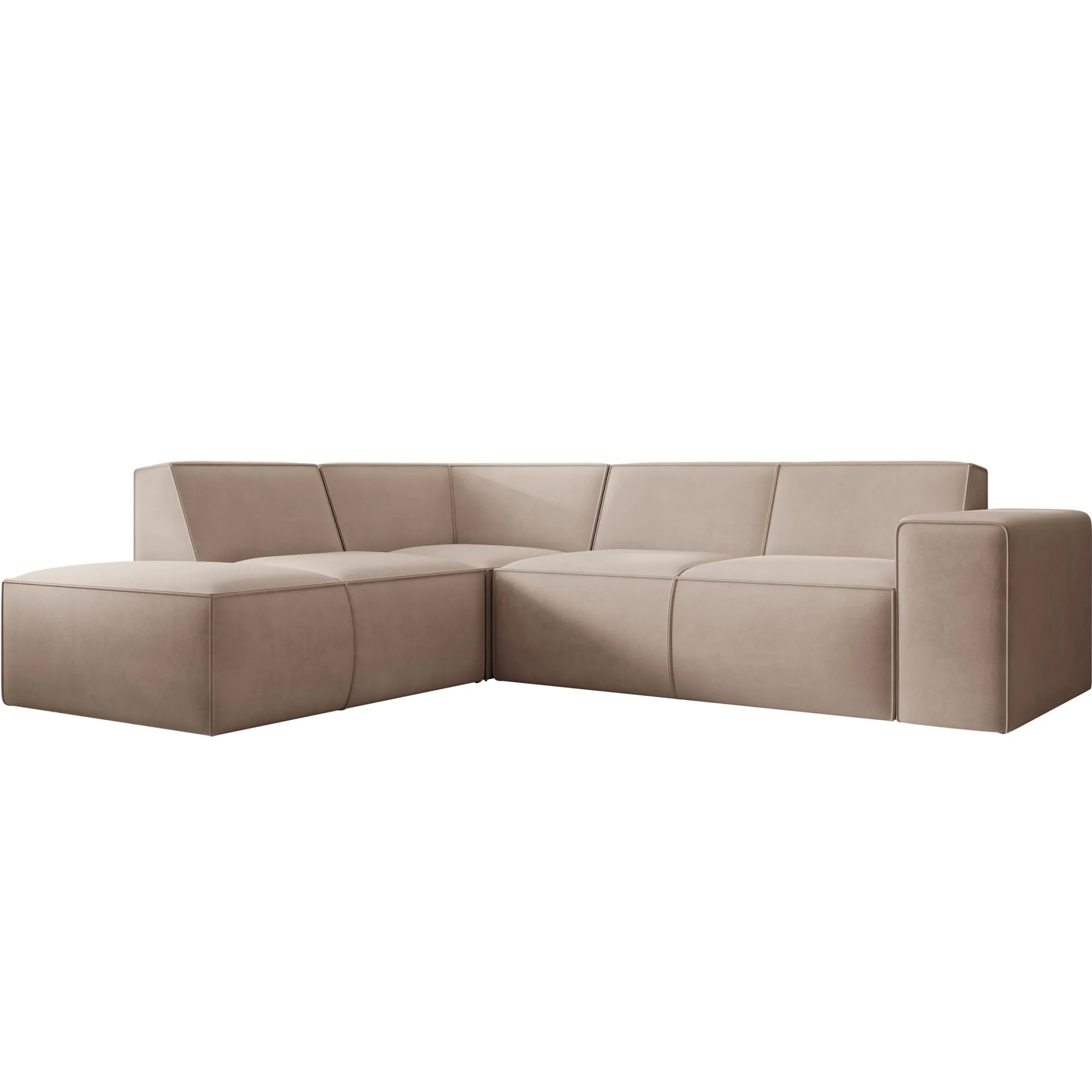 Monet - Hoekbank 4-zits met chaise longue - Stof beige - Links - 261x2