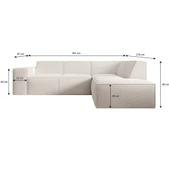 Monet - Hoekbank 4-zits met chaise longue - Teddystof grijs - Rechts