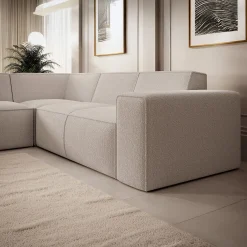 Monet - Hoekbank 4-zits met chaise longue - Teddystof beige - Links