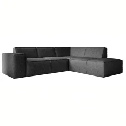 Monet - Hoekbank 4-zits met chaise longue - Kunstleer zwart - Rechts