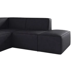 Monet - Hoekbank 4-zits met chaise longue - Kunstleer zwart - Rechts