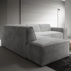 Monet - Hoekbank 4-zits met chaise longue - Ribstof grijs - Links