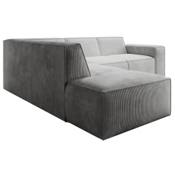 Monet - Hoekbank 4-zits met chaise longue - Ribstof grijs - Links