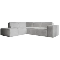Monet - Hoekbank 4-zits met chaise longue - Ribstof grijs - Links