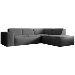 Monet - Hoekbank 4-zits met chaise longue - Kunstleer grijs - Rechts