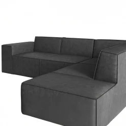 Monet - Hoekbank 4-zits met chaise longue - Kunstleer grijs - Rechts