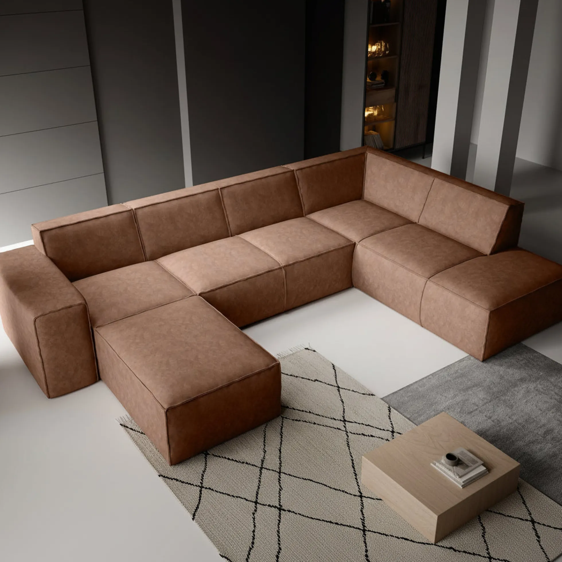 Monet XL - Hoekbank - Cognac - Leer - Links