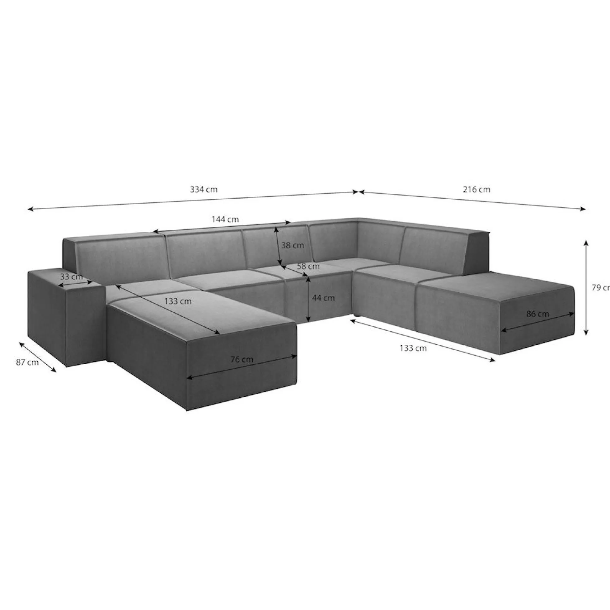 Monet XL - Hoekbank 5-zits met chaise longue - Ribstof beige - Rechts