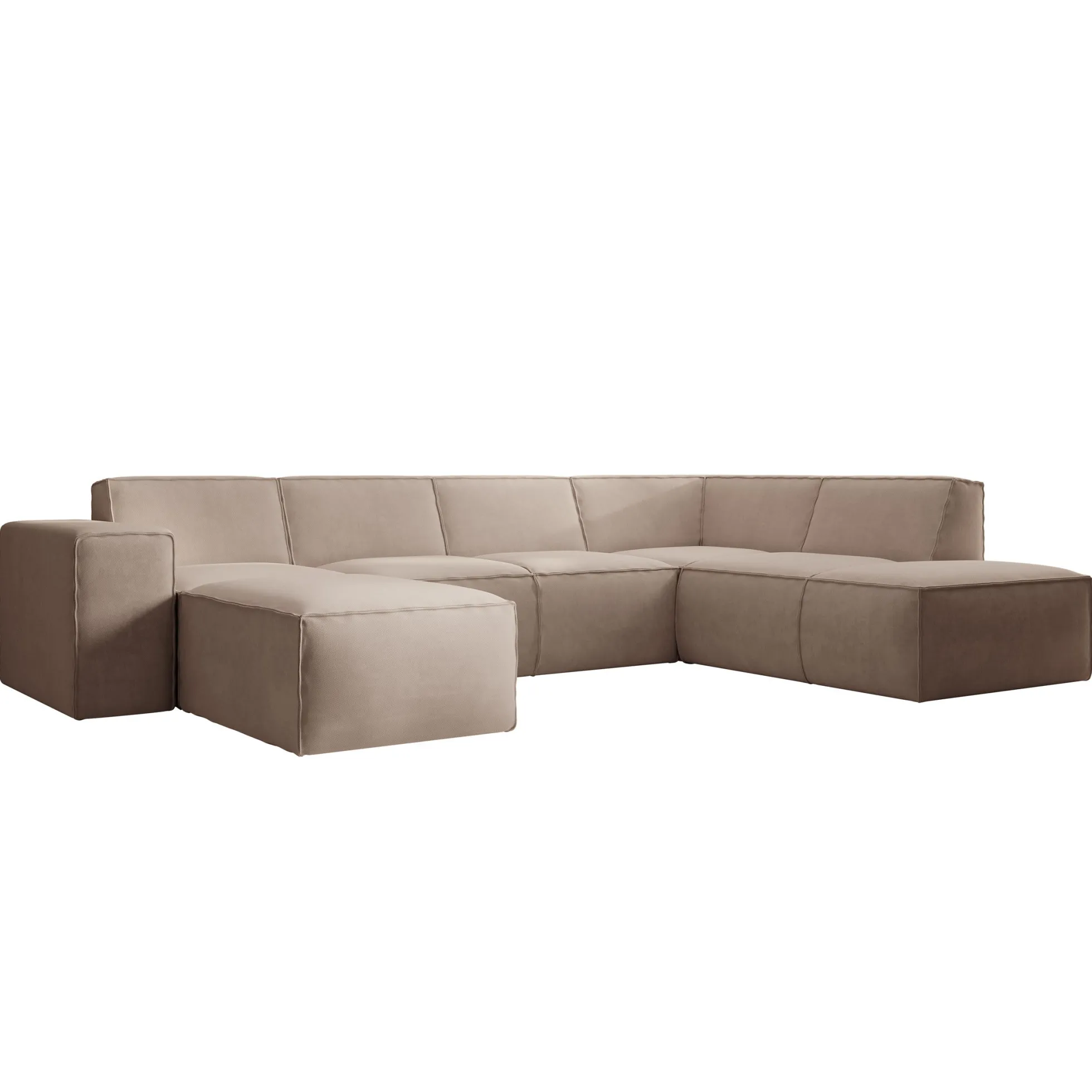 Monet XL - Hoekbank 5-zits met chaise longue - Stof beige - Links 334x