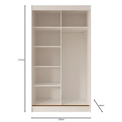 Moniq - Kledingkast met 2 schuifdeuren - Wit - 120x65x215 cm