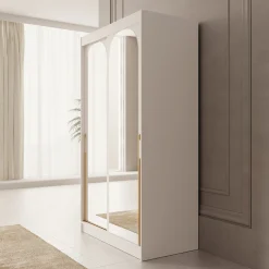 Moniq - Kledingkast met 2 schuifdeuren - Wit - 120x65x215 cm