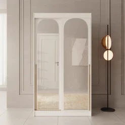 Moniq - Kledingkast met 2 schuifdeuren - Wit - 120x65x215 cm