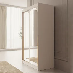 Moniq - Kledingkast met 2 schuifdeuren - Beige - 120x65x215