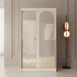 Moniq - Kledingkast met 2 schuifdeuren - Beige - 120x65x215