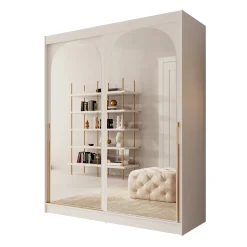 Moniq - Kledingkast met 2 schuifdeuren - Wit - 180x65x215 cm