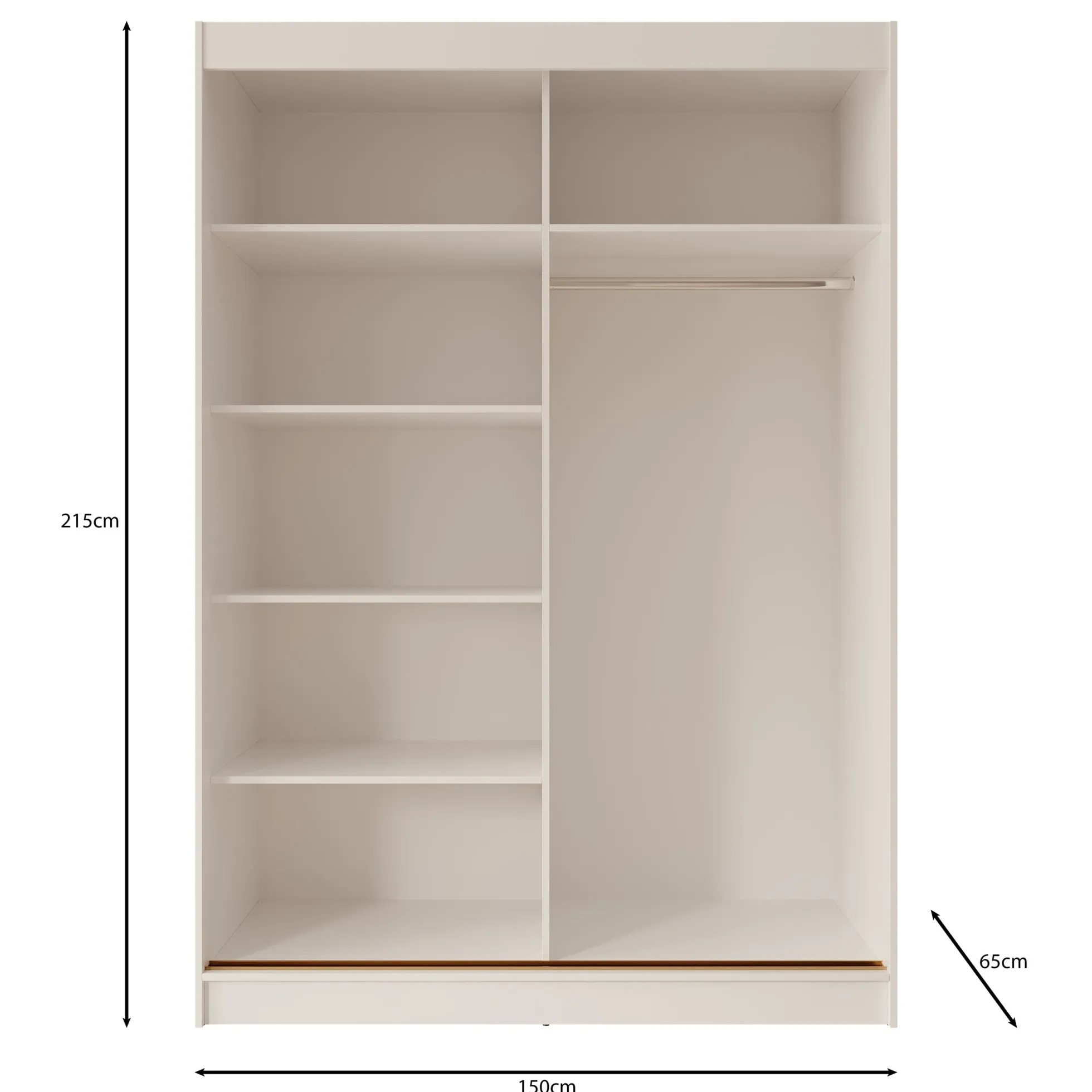 Moniq - Kledingkast met schuifdeuren - Wit - 150x65x215 cm