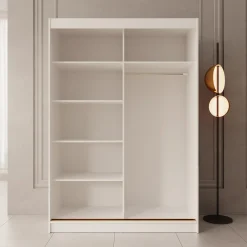 Moniq - Kledingkast met schuifdeuren - Wit - 150x65x215 cm
