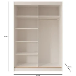 Moniq - Kledingkast met schuifdeuren - Zwart - 150x65x215 cm