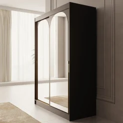 Moniq - Kledingkast met schuifdeuren - Zwart - 150x65x215 cm