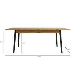 Monor - Eetkamertafel - Eiken - 200x90x76 cm