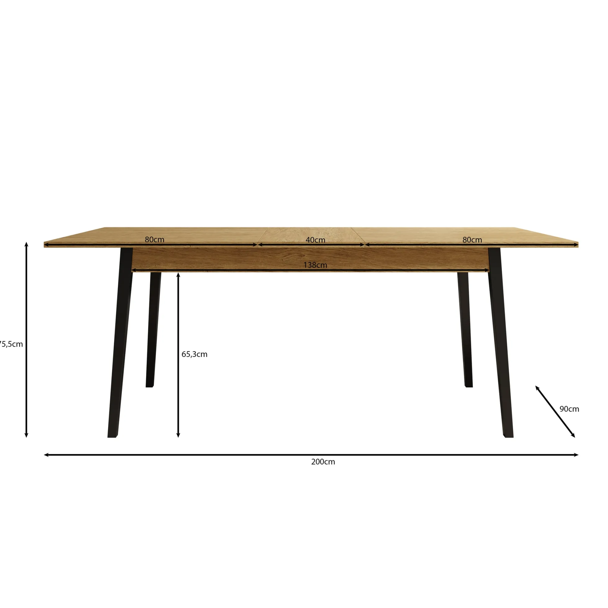Monor - Eetkamertafel - Eiken - 200x90x76 cm