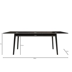 Monor - Eetkamertafel - Zwart - 220x90x76 cm